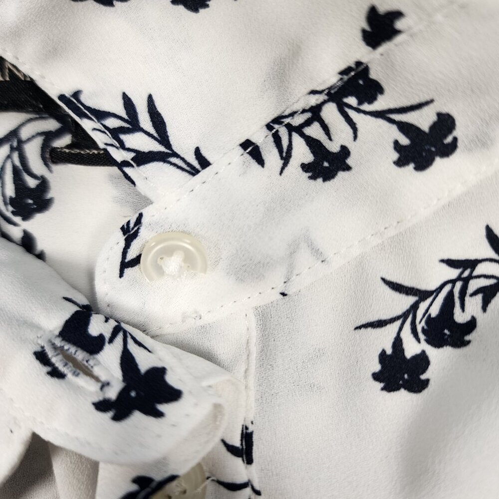 Banana Republic White Floral Riley Shirt Long Sleeve Button-Up Blouse Size M - Picture 7 of 16